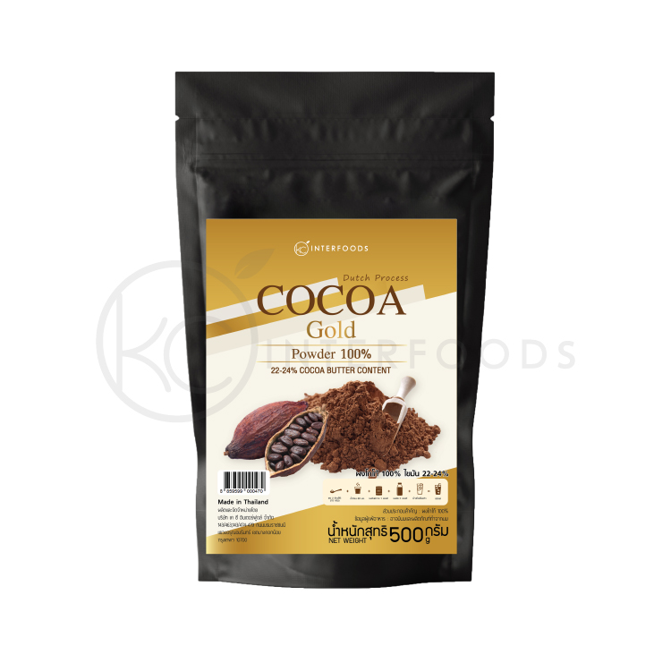 ผงโกโก้ 100% สูตรโกลด์ 500 กรัม (Cocoa Gold Powder 100%)